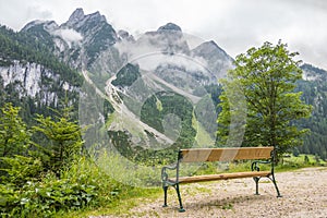 Gosau Mountain Lake in Austria. Beautiful mountains in the background. A Lovely Place to Rest, romantic place, relax.