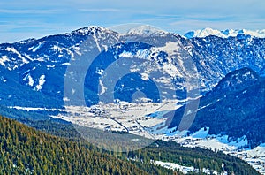 Gosau valley from Zwieselalm mountain, Austria