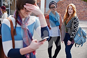 Gosh, look at what shes wearing today. Cropped shot of a university student getting teased at on campus.