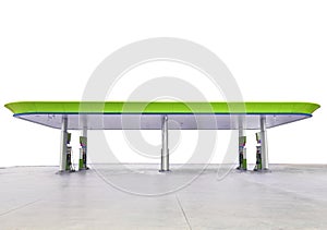 Gosoline service station of car and automotive vehicle isolated white