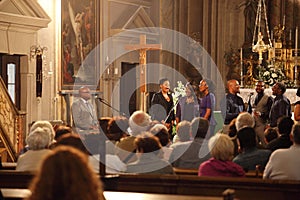 Gospel group singing inside a Church