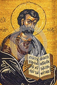 Gospel Writer Mark Mosaic Saint George`s Church Madaba Jordan