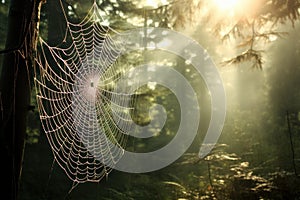 Gossamer Spider web background. Generate Ai photo