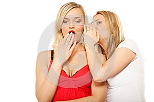 Gossip rumour woman telling secrets to your girlfriend