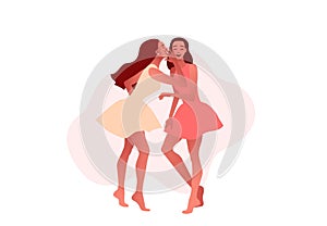 Gossip vector illustration. One excited girl whispers secret to girlfriend.