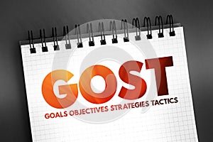 GOST (Goals, Objectives, Strategies, Tactics) marketing planning framework used to create corporate marketing plans