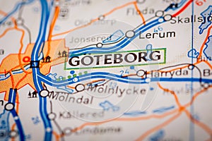 Goteborg City on a Road Map photo