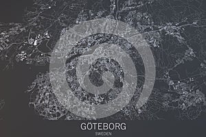 Goteborg map, satellite view, city, Sweden photo