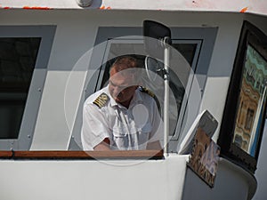 Swedish navy sailor overste piloting a ferry