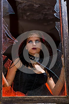 Goth Girl in Window