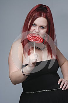 Goth rock red hair chick - lollipop