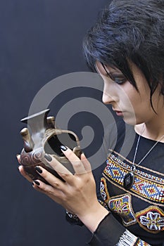 Goth Woman with Pagan Object