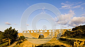 gothic aqueduct, Morella, Comunidad Valenciana, Spain photo