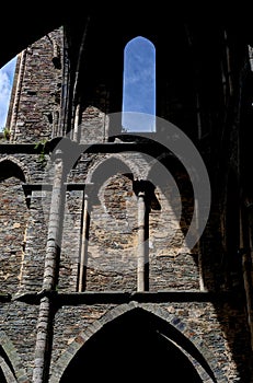 Gothic arch window transept cathedral Abbey Villers la Ville, Belgium