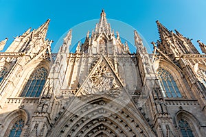 Gothic Barcelona Cathedral at the sunrise, Spain