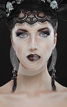 Gothic black beauty makeup portrait