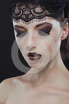 Gothic black beauty makeup portrait