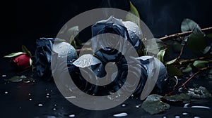 Gothic Black Roses On Water: A Cinematic And Raw Artistic Composition