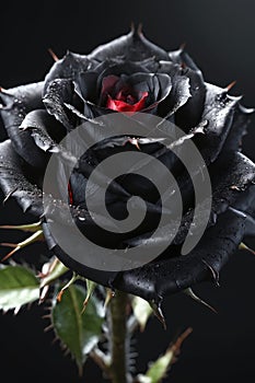 Gothic Blooms: A Close-up of a Dramatic Black and Red Rose