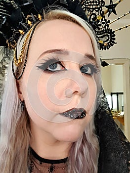 Gothic Bride with Headdress and makeup