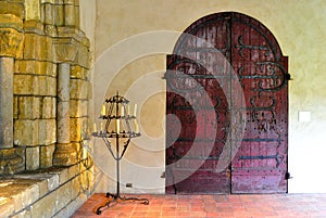 Gothic Castle Interior With Candelabra