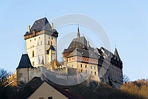 Gothic castle Karlstejn, Bohemia, Czech Republic on sunny spring day