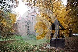 Gothic castle in Oporow, Poland photo