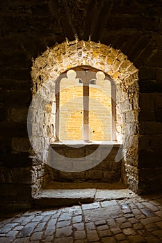 Gothic Castle Window Sunlight Pouring in Dark Contrast Architect