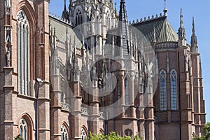Gothic cathedral detail in sunny day