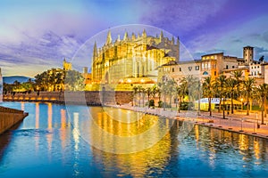 The gothic Cathedral and medieval La Seu in Palma de Mallorca, Spain photo