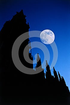 Gothic cathedral moon night