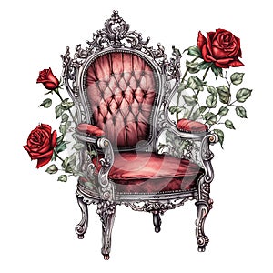 Gothic chair watercolor illustration