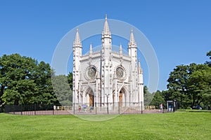 Gothic chapel in Alexandria park, Saint Petersburg, Russia