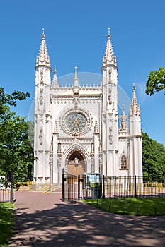 Gothic chapel in Alexandria park, Saint Petersburg, Russia