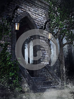 Gothic chapel with lanterns