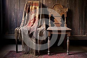 gothic chasuble draped over antique chair