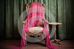 gothic chasuble draped over antique chair