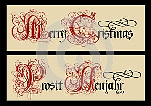Gothic Christmas calligraphy. Uncial Fraktur. photo