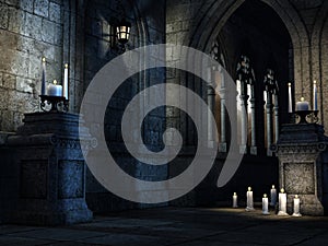 Gothic church with candles