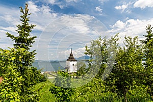 Gothic church Havranok at Lake Liptovska Mara, Slovakia