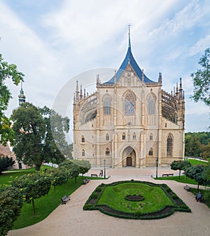 Gothic church landmark, Saint Barbara cathedral - Sv. Svata Barbora in city of Kutna Hora