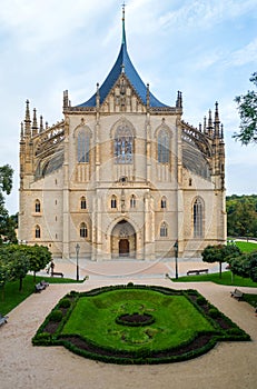 Gothic church landmark, Saint Barbara cathedral - Sv. Svata Barbora in city of Kutna Hora