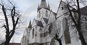 Gothic church Lutheran Cathedral of Saint Mary in Sibiu, Romania, tilt up