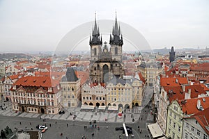 Gothic Church of Mother of God in front of Tyn in Old Town Square in Prague, Czech Republic