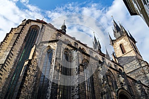 Gothic Church of Our Lady before Tyn, Old Town square, Prague, Czech Republic, sunny day