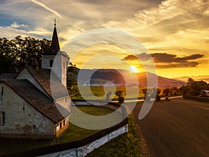 Gothic church at sunset in Slovakia