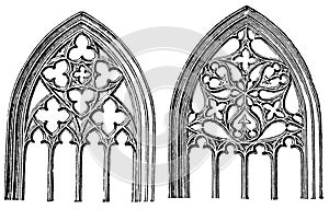 The gothic church window with tracery. photo