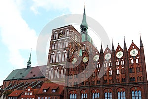 Gothic City Hall in Hanseatic town Stralsund in Germany