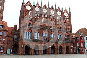 Gothic City Hall in Hanseatic town Stralsund, Germany