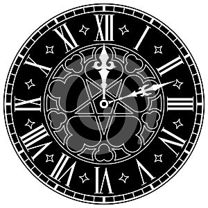 Gothic Clock Face With Roman Numerals